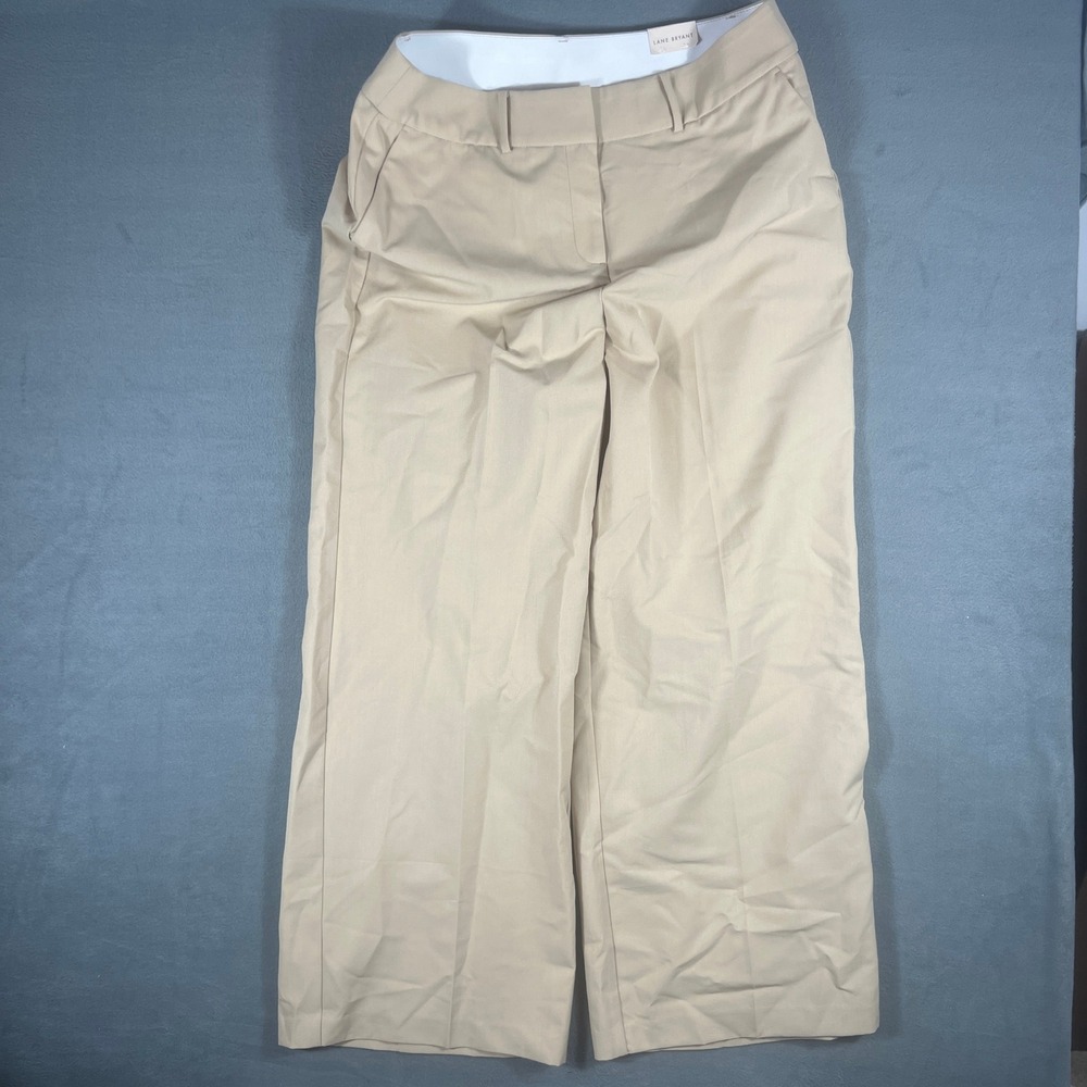 Lane Bryant Womens Trousers 14 Tan The Perfect Drape Wide Leg High-Rise NWT